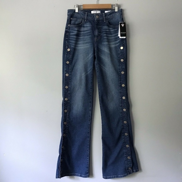 New Guess 1981 Flare Snap Button Jeans 27 Long - Picture 3 of 8